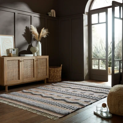 Abbildung von FLAIR RUGS Teppich &quot;Medina&quot;, rechteckig, Boho Look, aus Naturfasern wie Wolle &amp; Jute