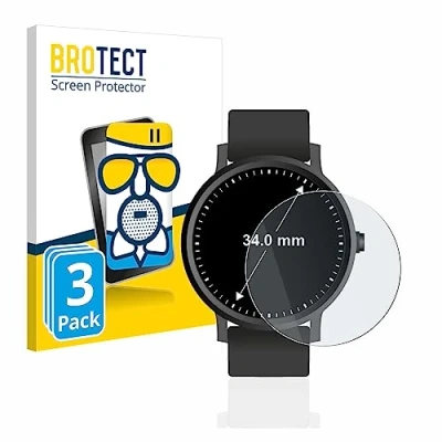 Abbildung von BROTECT Entspiegelungs Schutzglas für Armbanduhren (Kreisrund, ø: 34 mm) (3 Stück) Schutz Folie Panzerfolie Glas Matt [Kratzfest 9H, Anti Reflex]