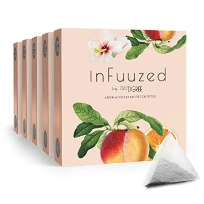 Abbildung von 720DGREE &quot;InFuuzed&quot; Geschmack Orange Pfirsich 100 Beutel mind. 50 Liter Kein Zuckerzusatz, Ohne Kalorien Natürlich lecker für Deine Trinkflasche: Die Getränke Alternative zu Eistee, Limonade