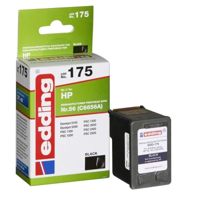 Abbildung von edding Druckerpatrone EDD 175 Einzelpatrone Schwarz 21 ml Reichweite 520 Seiten Ersetzt HP 56 (C6656A)