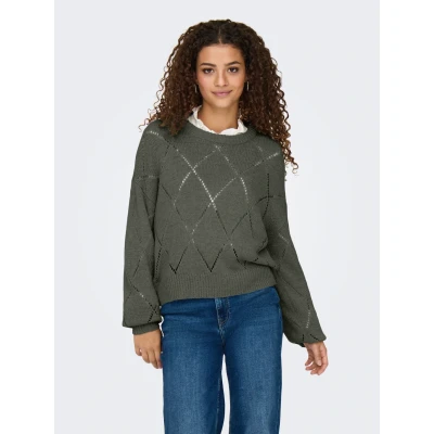Abbildung von ONLY Onlgeenas Structure O NECK Strickpullover, Damen, Größe: Large, Kambaba