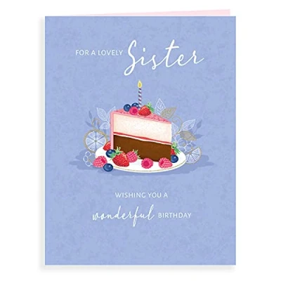 Abbildung von Piccadilly Greetings Koko Designs K70056 Geburtstagskarte, luxuriös, modern, Aufschrift &quot;Lovely Sister&quot;, 20,3 x 15,2 cm, Grün/Rot/Blau/Weiß