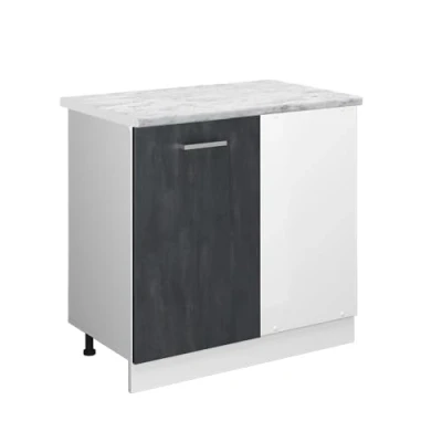 Abbildung von Vicco Eckschrank R Line, Schwarz Beton/Weiß, 86 cm AP Marmor