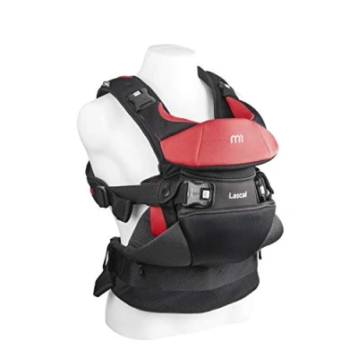 Abbildung von Lascal m1 Carrier, ergonomische Babytrage für leichten Transport, Baby Carrier Neugeborene und Kinder (3,5 kg 15 kg), Tragegurt mit Säugling M Seat, schwarz/rot