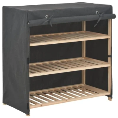 Abbildung von vidaXL Schuhschrank mit Abdeckung 3 Ebenen für 6 Paar Schuhregal Schuhablage Schuhständer Schuhe Aufbewahrung Schuhorganizer Grau Stoff 79x40x80 cm