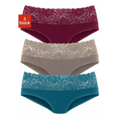 Abbildung von Lascana 3ER PACK Slip, Damen, Größe: 36/38, Blue/beige/red