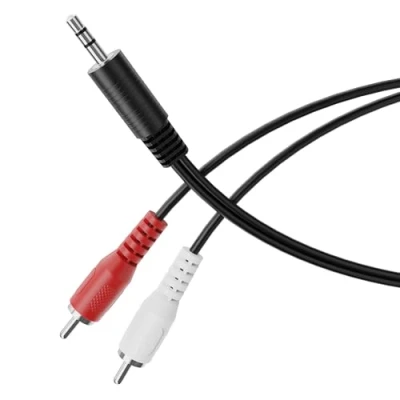 Abbildung von HDSupply Klinke auf Cinch Kabel, 0,50m 3,5 mm Aux RCA Audiokabel, 3 polig Stereo Audio, Y Adapter Kabel für Subwoofer, Soundbar, Fernseher, Auto, Radio, Smartphone, Tablet, Schwarz