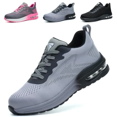 Abbildung von WUAYAMI Sicherheitsschuhe Arbeitsschuhe Herren Damen Leicht Atmungsaktiv Stahlkappenschuhe Sportlich Schutzschuhe rutschfeste mit Stahlkappe Sneaker, Grau, 42 EU