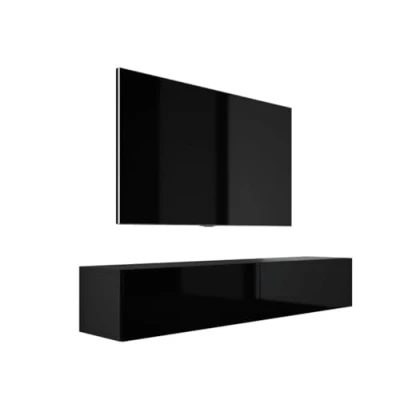 Abbildung von 3E 3xE living.com TV Lowboard: Farbe: Schwarz Matt/Schwarz Glanz, A: 170x32x34 cm (BxTxH)