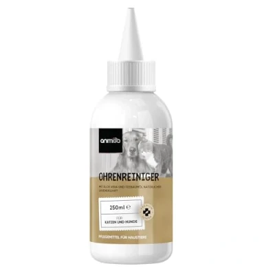 Abbildung von animigo Ohrreiniger Für Hunde &amp; Katzen 250ml Ohrentropfen Teebaumöl, Lavendelöl, Salicylsäure, Hamamelis Extrakt Aloe Vera Ohrenpflege Dog and cat