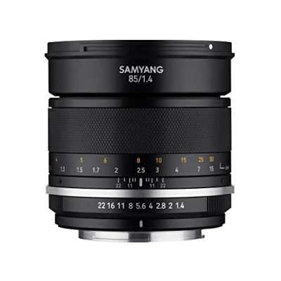 Abbildung von Samyang MF 85mm F1,4 MK2 für Nikon F AE Porträt Objektiv manueller Fokus Vollformat und APS C Festbrennweite Mount, 2. Generation D750, D5600, D3400, D500, D7500, D850, D780