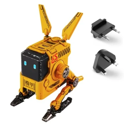 Abbildung von GravaStar Alpha 65W USB C Ladegerät Robot GaN Charger Netzteil 3 Port Schnellladegerät für IOS, Steam Deck (gelb)