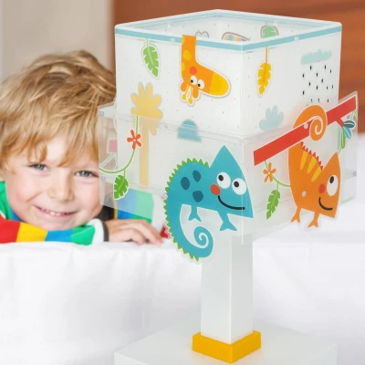Abbildung von Dalber Kinder Tischlampe Nachttischlampe kinderzimmer Happy Jungle Chamäleon Tiere Dschungel, 63311, E14