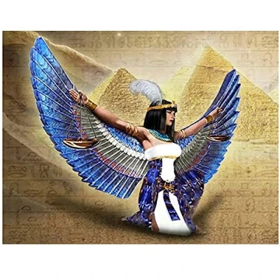 Abbildung von DIY 5D Diamant Malerei Voll Set Erwachsene/Kinder Malen nach Zahlen Ägyptischer Frauenengel Diamond Painting Bilder Stickerei Kreuzstich Mosaik Gemälde Handwerk Home Wall Décor Round drill,30x40cm
