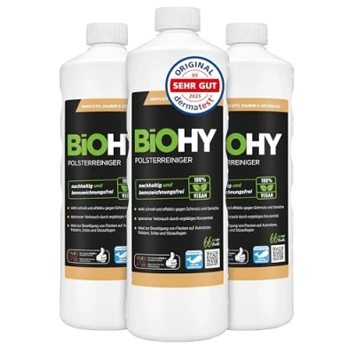 Abbildung von BiOHY Spezial Polsterreiniger (3 x 1 Liter) Konzentrat für Sofas, Polstermöbel, Teppiche &amp; Textilien Nasssauger Waschsauger Fleckentferner effektiver Textilerfrischer
