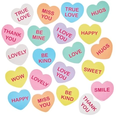 Abbildung von Baker Ross FX943 Candy Heart Schaumstoffaufkleber Packung mit 150, Valentinstags Aufkleber für Bastelarbeiten