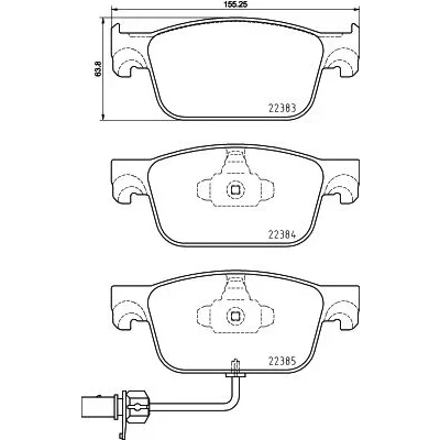 Abbildung von HELLA 8DB 355 024 951 Bremsbelagsatz inkl. Verschleißwarnkontakt AUDI: A4 B9 Avant, Allroad, A5 Sportback