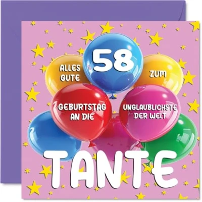 Abbildung von Stuff4 58. Geburtstagskarte Tante Unglaublichsten der Welt Geburtstagskarten für 58 Jahre von Nichte Neffe, 145mm Geburtstag Glückwunschkarten