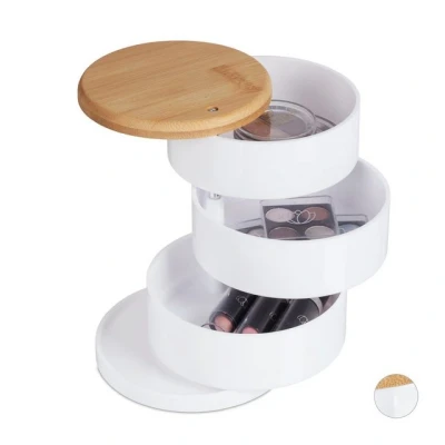 Abbildung von relaxdays Make Up Organizer mit 3 Fächern, Weiß