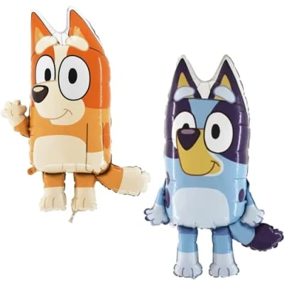 Abbildung von Toyland® Packung mit 2 32 Zoll Bluey Folienballons 1 x und Bingo förmige