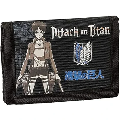 Abbildung von Attack on Titan Brieftasche mit Befestigung der Gianti Comix Anime, Schwarz, Casual