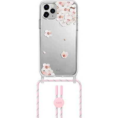 Abbildung von LAUT Crystal POP Necklace case kompatibel mit iPhone 12 Mini Aufprallschutz bis zu 13 Fuß/4 Meter Längenverstellbare Kordel Glasklares Design Sakura
