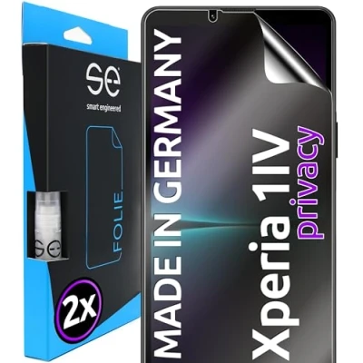 Abbildung von 2x se® 3D SCHUTZFOLIE Privacy für Sony Xperia 1IV, Anti Spy, 100% Fingerabdruck &amp; FaceID kompatibel, einfache blasenfreie Installation, Blickschutz, Stoß Kratzfest TPU Material, aus Deutschland