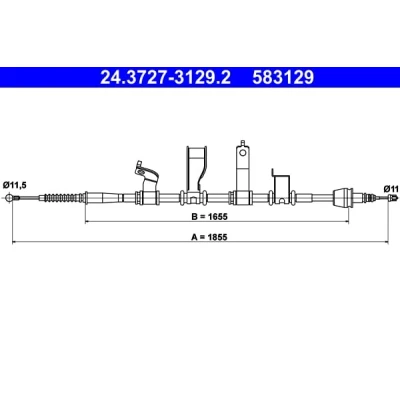 Abbildung von ATE 24.3727 3129.2 Handbremsseil 1855 KIA: Venga, HYUNDAI: ix20