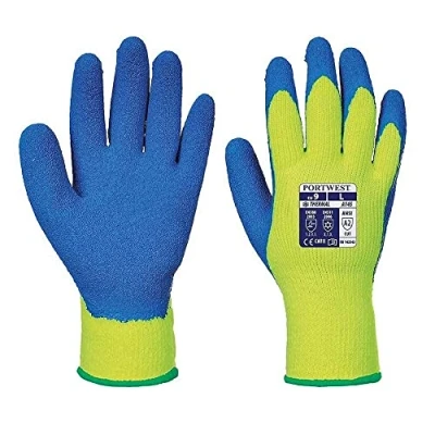 Abbildung von Portwest Kältebeständiger Handschuh, Latex, Farbe: Gelb/Blau, Größe: XXL, A145Y4RXXL