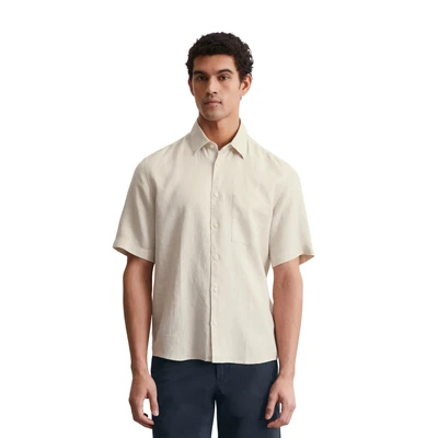 Abbildung von Marc O&#039;Polo KENT Collar Short Sleeves ONE Rectangular Chest Pocket Style Hemd, Herren, Größe: Large, Gray silk