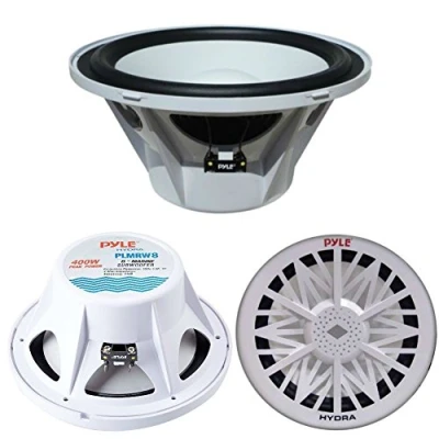 Abbildung von Pyle PLMRW8 Meer SUBWOOFER Wasser RESISTENT 8&quot; 20,00 cm 200 MM Weiss FUR Boot FLOS ODER SWIMMINGPOOL LOKAL ZUM OFFENEN EINZELNE Spule VON 4 OHM WATT RMS 400 MAX