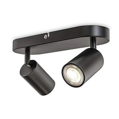 Abbildung von B.K.Licht LED Deckenspot Deckenleuchte 27cm Spots drehbar schwenkbar schwarz matt BKL1446, ohne Leuchtmittel, Deckenlampe 2 flammig 230V Fassung GU10 Retro Design Flur Wohnzimmer
