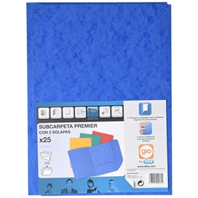 Abbildung von Ybarra 212203 Pack 25 Einstellmappen, 2 Klappen, 275g, blau