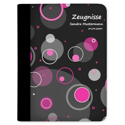 Abbildung von CreaDesign Customize A4 Zeugnismappe für Kinder 26.7 x 32.7 1 cm, erweiterbar auf bis zu 20 Fächer, Sichtbuch ohne Klarsichthüllen, Kreise Rosa Design, Dokumentenmappe Schüler