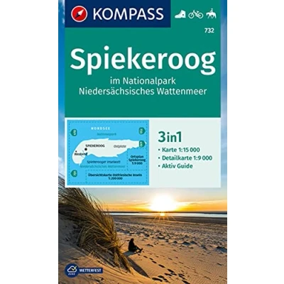Abbildung von KOMPASS Wanderkarte 732 Spiekeroog im Nationalpark NIedersächsisches Wattenmeer 1:15.000: 3in1 mit Aktiv Guide und Detailkarte. Fahrradfahren Reiten.