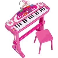 Abbildung von SIMBA Spielzeug Musikinstrument My Music World Keyboard, pink, mit Hocker und Mikrofon