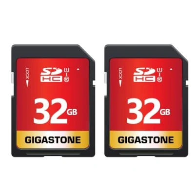 Abbildung von Gigastone 32GB SDHC Speicherkarte 2er Pack, UHS I U1 Klasse 10, bis zu 80 MB/Sek. für Digitalkameras Canon Sony Nikon Olympus PC