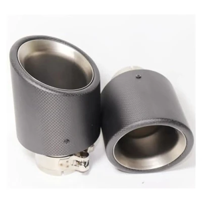 Abbildung von Auspuffspitze 1PC Auto Auspuff Endrohr Lockige Matt Carbon Faser Edelstahl Abgeschrägte Kante Schalldämpfer Spitze Pfeife(63MM IN 89MM OUT)