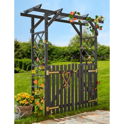 Abbildung von promadino Rosenbogen Pergola Ben Set, BxTxH: 200x65x208 cm, mit Türen, anthrazit