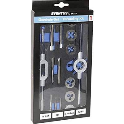 Abbildung von Eventus by Exact 70607 Gewindeschneidsatz 16 teilig HSS metrisch M3, M4, M5, M6, M8, M10, M12