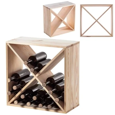 Abbildung von KADAX Weinregal aus Holz, 52 x 25.5 cm, Großes Flaschenregal für viele Weinflaschen, rustikaler Weinständer, platzsparendes Regal Flaschen, Stabiler Weinschrank, Made in EU