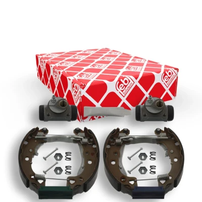 Abbildung von FEBI BILSTEIN 37490 Bremsensatz, Trommelbremse Hinterachse mit Radbremszylinder, Zubehör, Anbaumaterial PEUGEOT: 106 II Schrägheck