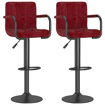 Abbildung von Bussandri Exclusive Barhocker 2 Stk. Weinrot Samt