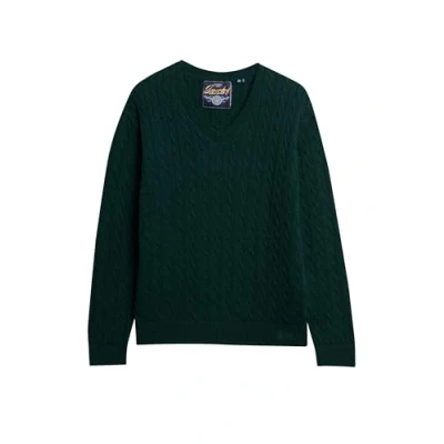 Abbildung von Superdry V NECK Cable Strickpullover, Damen, Größe: L/XL, Dark pine green