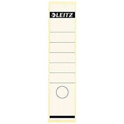 Abbildung von Leitz Rückenschild selbstklebend für Standard und Hartpappe Ordner, 100 Stück, 80 mm Rückenbreite, Langes breites Format, 62 x 285 mm, Papier, weiß, 16401001