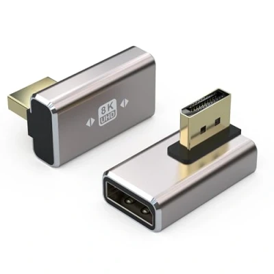 Abbildung von VMOJO 2er Pack Displayport Koppler Adapter, Legierungsgehäuse, 8K UHD HDR (DP) 1,4 aufrechter vertikaler Winkel, Stecker auf Buchse, Verlängerungsstecker, Konverter 8K@60Hz/4K@144Hz
