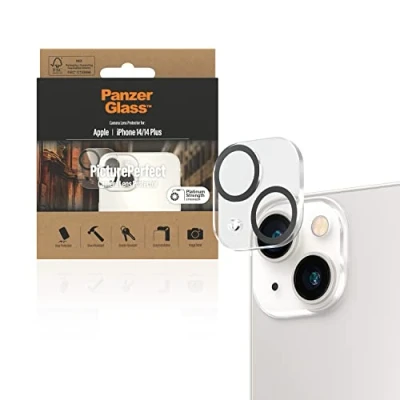 Abbildung von PanzerGlass™ Picture Perfect Kameraschutz für iPhone 14 und Plus kratzfester Objektivschutz aus gehärtetem Glas, ultra klar Anti Fingerprint bei voller Bildqualität