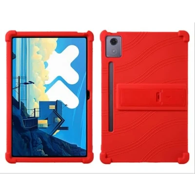 Abbildung von GIOPUEY Hülle Kompatibel mit Lenovo Tab P12 12.7 2023 Ständer Weiche TPU Silikon Schutzhülle Airbag Sturzschutz Case Red