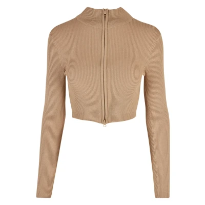Abbildung von Urban Classics Cropped Strickjacke, Damen, Größe: Large, Unionbeige
