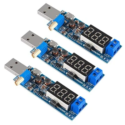 Abbildung von ALMOCN USB Buck Boost Konverter, 3,5 V 12 auf 1,2 24 DC DC, Step Up Down Netzteilmodul, Spannungsregler 5 3,3 V, 9 18 3 Stück
